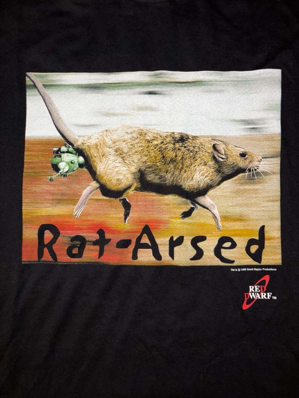 Red Dwarf Rat Arsed T-Shirt Size XL Black Vintage 1999